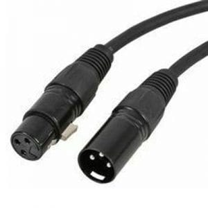 Black 3-pin XLR male to female balanced audio cable with both connectors visible against a white background