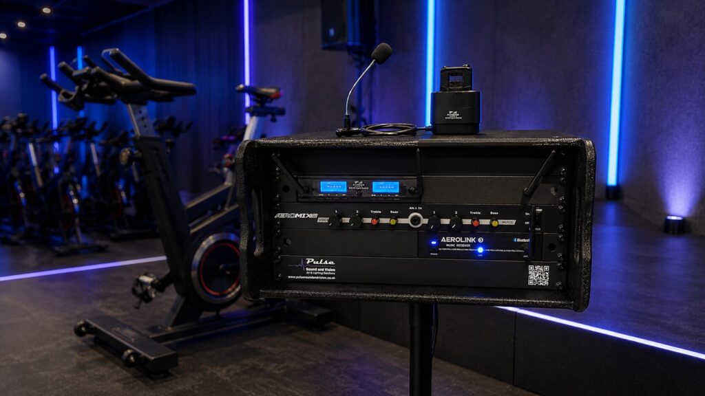 Professional fitness studio sound system installed by Pulse Sound & Vision